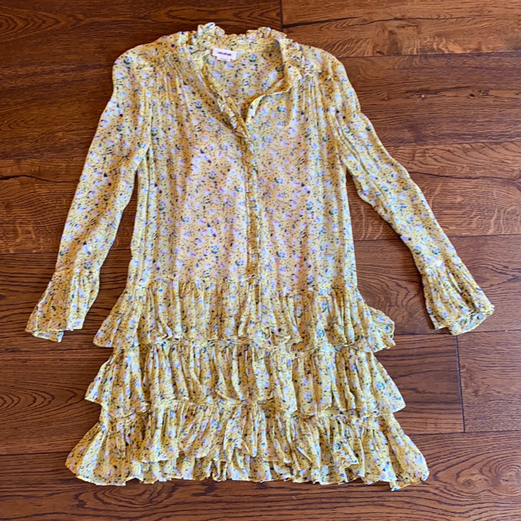 Zadig & Voltaire Yellow Floral Long Sleeve Dress